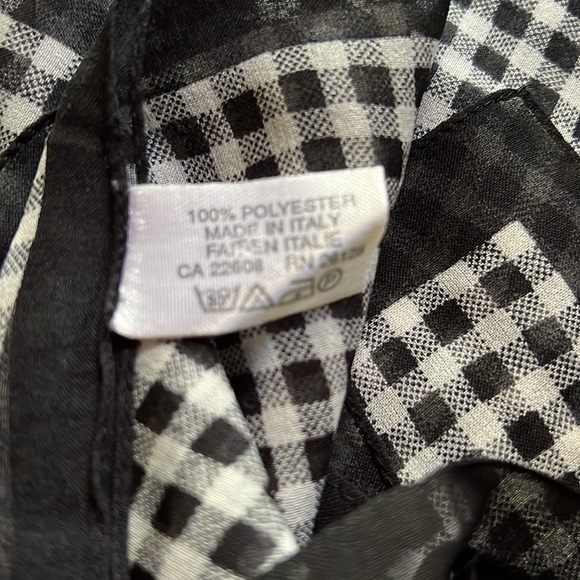 Black and white checkered Italian Scarf 27 inch square - Picture 2 of 3